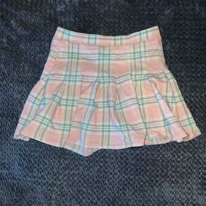 Pleated skirt | pastel pink and green plaid